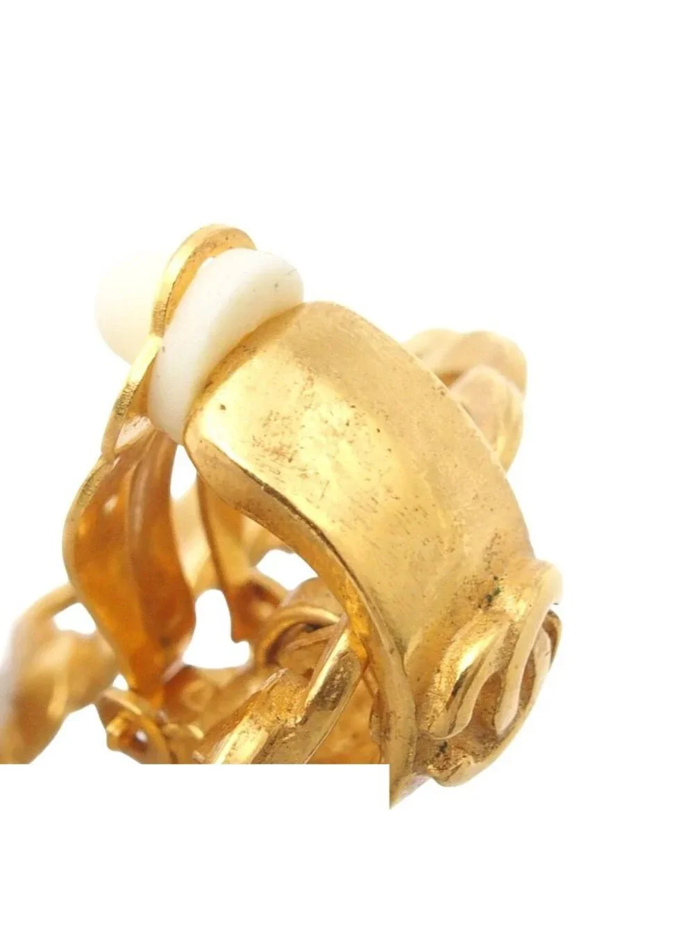 Chanel Earrings Round CC Logo Gold Metal
